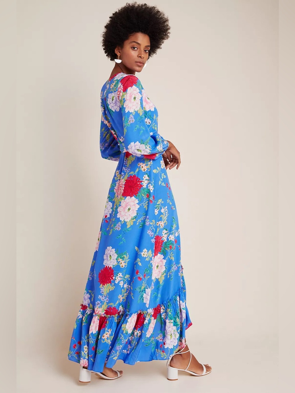 Anthropologie Yumi Kim Azure Floral Wrap Maxi Dress